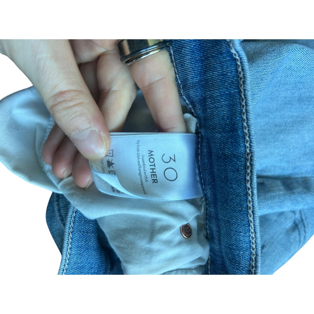 Mother The Doozy Fray Jeans Knock On Wood Light Wash High Rise Flare Size 30 - Picture 10 of 11